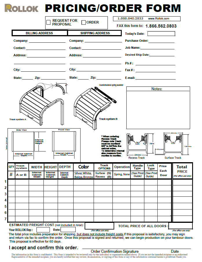 rollok tambour order form image